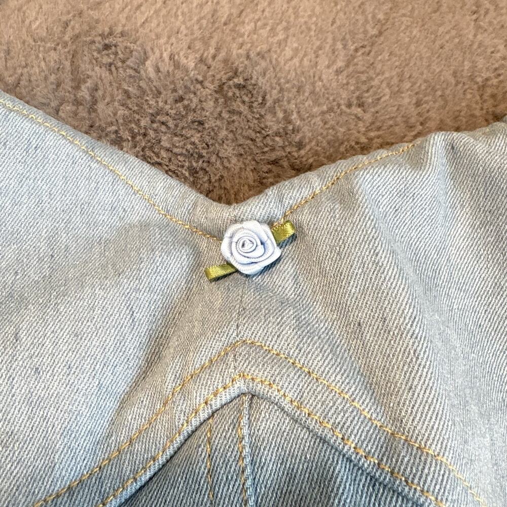 Fashion Nova Women's Little Miss Perfect Denim Romper Strapless Y2K Coquette 2X - Picture 3 of 9